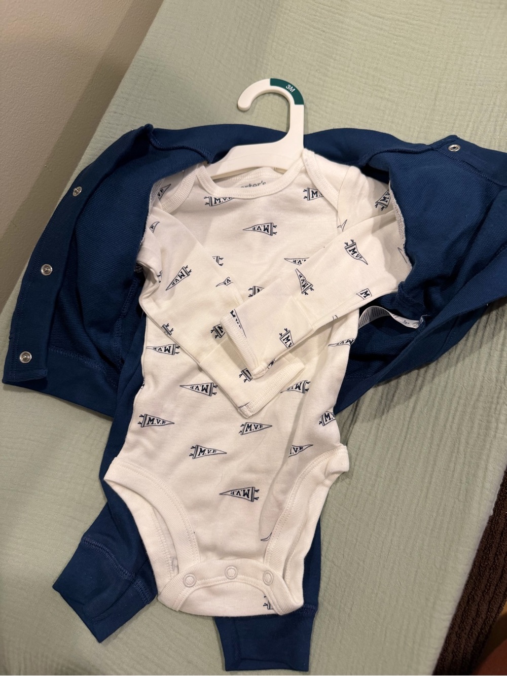 Blue and White Baby One-Piece Set